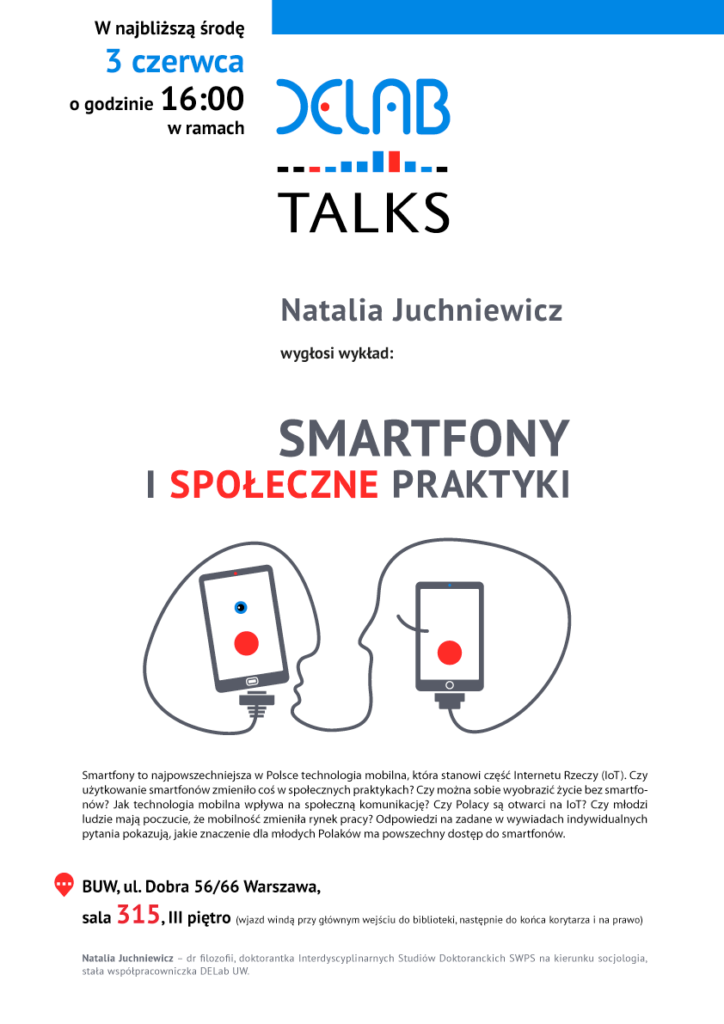 DELabTALKS: Juchniewicz „Smartfony i społeczne praktyki”